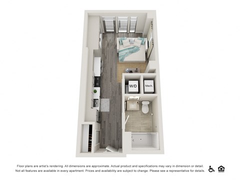 Floor plan for studio, 1 bath, 435 sqft